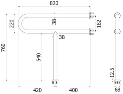 FBVHC-T796AS GRAB BAR C-T796 OD38 SS