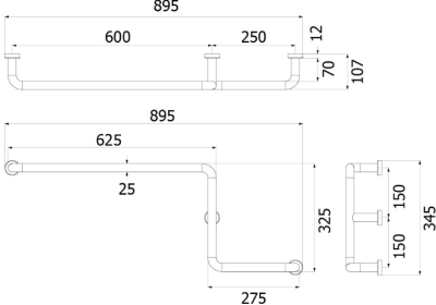 FBVHK-L108FS ราวทรงตัวสองระดับ OD 25 มม. รุ่น KLEEN