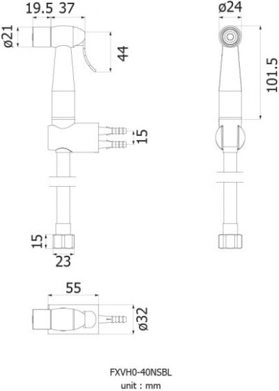 FXVH0-40NSBL ชุดหัวฉีดชำระทรงตรงพร้อมสาย1.2ม.+ขายึด สีดำ