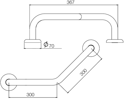 HR-6101-30 ราวกันลื่น แบบตัว V (135 องศา) ขนาด 30x30 ซม. ขนาดเส้นผ่านศูนย์กลาง (OD) 25.4 มม. ผิวแฮร์ไลน์