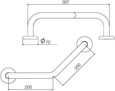 HR-6101-2-20 ราวกันลื่น แบบตัว V (135 องศา) ขนาด 20x20 ซม. ขนาดเส้นผ่านศูนย์กลาง (OD) 32 มม. ผิวแฮร์ไลน์