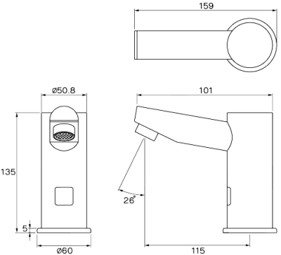 WS-0601S ก๊อกเดี่ยวอ่างล้างหน้า ระบบเซ็นเซอร์ 