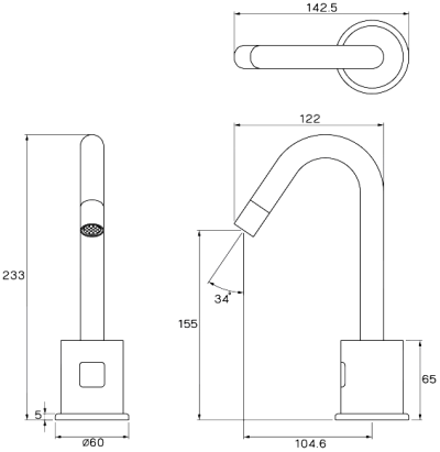 WS-0603J ก๊อกเดี่ยวอ่างล้างหน้า ระบบเซ็นเซอร์