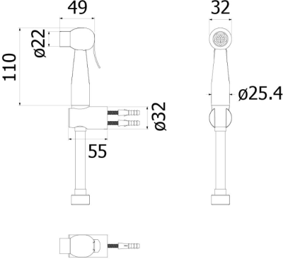 FXDH0-0041KS ชุดหัวฉีดชำระทรงกลมพร้อมขายึด (SUS316) +สาย Silver 1.2ม.
