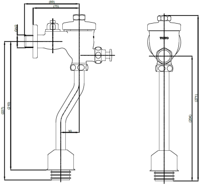 TTUF601SK ฟลัชวาล์วโถปัสสาวะชายท่อโค้ง