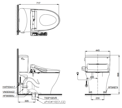 CST767UW2R สุขภัณฑ์ แบบสองชิ้น 4.8 ลิตร+TCF23410ATH