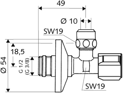 SH 054280699 สต็อปวาล์วขนาด 3/8*1/2 นิ้ว มีไส้กรอง