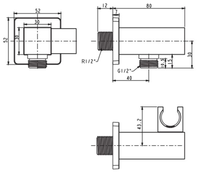 A-961-332-HG ข้อต่อฝักบัวสายอ่อน