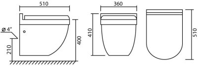 MCM2406 โถสุขภัณฑ์ แบบชิ้นเดียว (WALL HUNG)