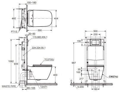 CWT274V7 โถสุขภัณฑ์แขวนผนัง