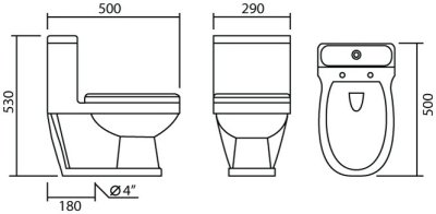 MCM2000 โถสุขภัณฑ์ แบบชิ้นเดียว 2/3 ลิตร ท่อลงพื้น (สำหรับเด็ก)