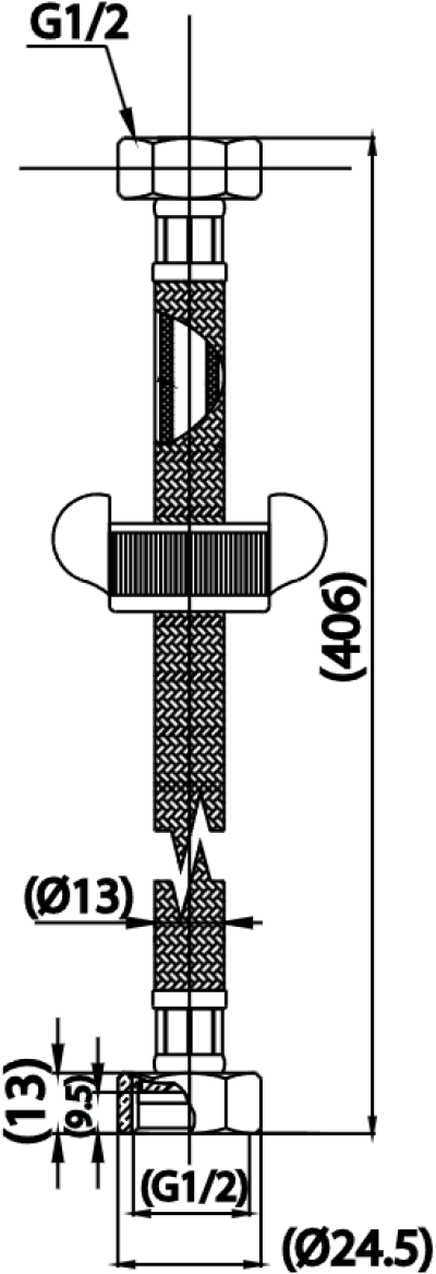 Z4103#BL(HM) สายน้ำดีอ่างล้างหน้าไนล่อนถัก 16 นิ้ว สีดำ