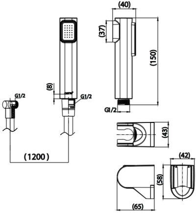 CT9915#WH(HM) ฝักบัวฉีดชำระสีขาว 2 ฟังก์ชั่น