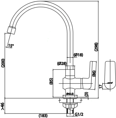 CT1254A(HM) ก๊อกอ่างซิงค์ก้านโยก