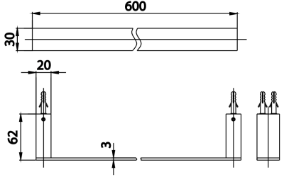 CT0275#GG(HM) ราวแขวนผ้า 60 ซม. รุ่น EDGE