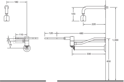 SA 3810.2 M ก๊อกอ่างล้างหน้า เปิดด้วยเข่า รุ่น AWM