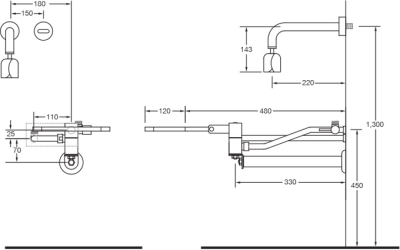 SA 3812.2 DUO ก๊อกอ่างแพทย์ แบบเซ็นเซอร์+เปิดด้วยเข่า