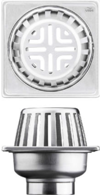 FUVHU-W001GS ตะแกรงหัวน้ำฝนสี่เหลี่ยม 4"ท่อ 2"