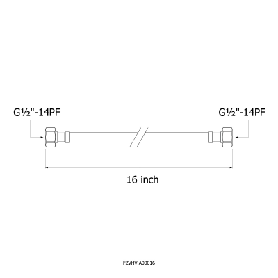 FZVHV-A00016 สายน้ำดีสเตนเลส ความยาว 16 นิ้ว