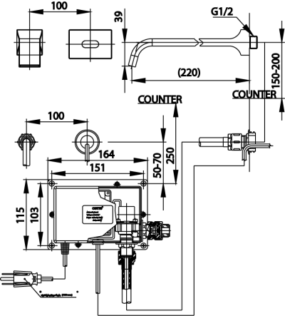 CT4903AC ก๊อกเดี่ยวอ่างล้างหน้าอัตโนมัติ (ใช้ไฟฟ้า)