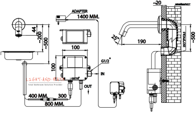 CT4914AC ก๊อกเดี่ยวอ่างล้างหน้าอัตโนมัติ ชนิดติดผนัง