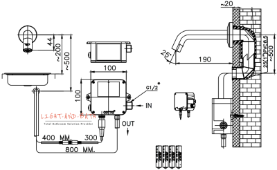 CT4914DC ก๊อกเดี่ยวอ่างล้างหน้าอัตโนมัติ ชนิดติดผนัง (ใช้แบตเตอรี่)