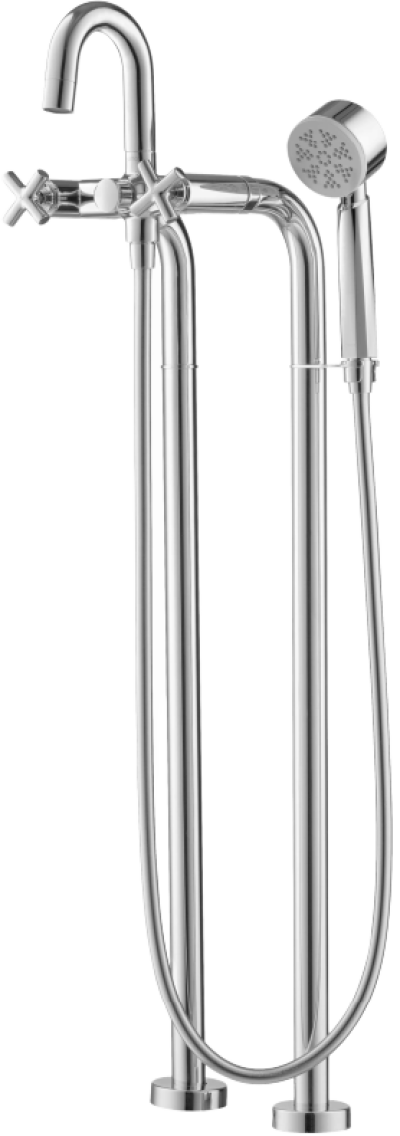 CT249C16XZ79 ก๊อกผสมอ่างอาบน้ำพร้อมขาสูง 85 ซม. ติดตั้งบนพื้นพร้อมฝักบัวสายอ่อน 1 ฟังก์ชั่น รุ่น CROSS