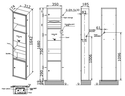 TYC602P เครื่องเป่ามือ High Speed มีที่ใส่กระดาษทิชชู่ และที่ทิ้งขยะ แบบฝังผนัง (สแตนเลส) แบบไฟฟ้า 220 โวลต์