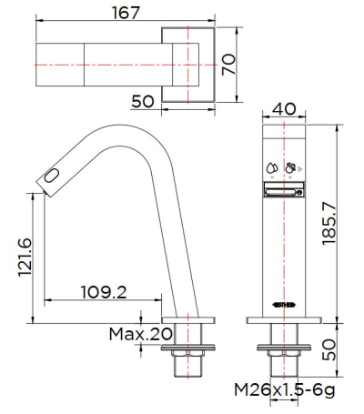 EF-01-015-50(WS)	ก๊อกเดี่ยวอ่างล้างหน้าอัตโนมัติ พร้อมที่จ่ายสบู่เหลว แบบใช้ไฟฟ้า และ แบตเตอรี่