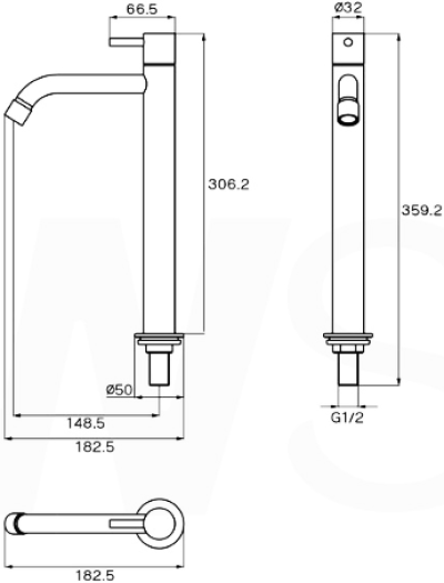 WP-0201H ก๊อกเดี่ยวอ่างล้างหน้า แบบทรงสูง รุ่น MAE PING