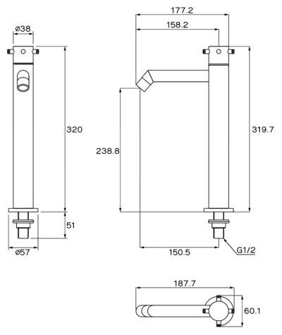 WS-0101H ก๊อกเดี่ยวอ่างล้างหน้า แบบทรงสุง รุ่น CHAOPRAYA