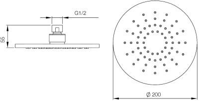 WS-8281R หัวฝักบัวสแตนเลส แบบกลม 8 นิ้ว