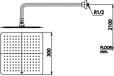 Z98S FIXED RAIN SHOWER ฝักบัวก้านแข็งขนาด 12X12 นิ้ว