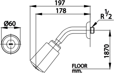 S11(HM) ฝักบัวก้านแข็ง 1 ฟังก์ชั่นปรับลำน้ำได้