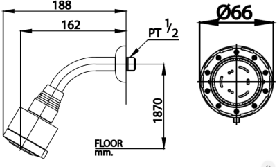 S38(HM) ฝักบัวก้านแข็ง 3 ฟังก์ชั่น