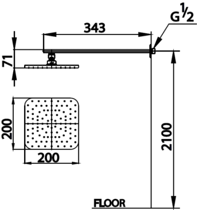 Z03 ฝักบัวก้านแข็ง ขนาด 8 X 8 นิ้ว