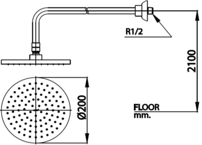Z94 ฝักบัวก้านแข็งขนาด 8 นิ้ว