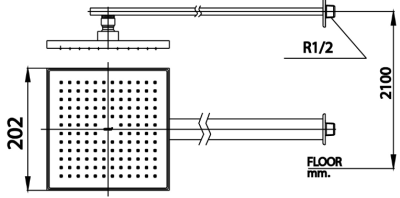 Z95 ฝักบัวก้านแข็งขนาด 8X8 นิ้ว