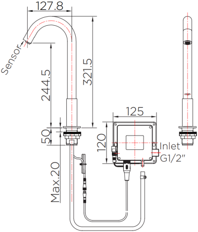 KF-13-015-50 ก๊อกอ่างล้างหน้า แบบเซ็นเซอร์