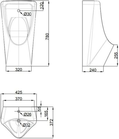 CCAS6509-3100410C0 โถปัสสาวะชาย แบบแขวนผนัง (BACK INLET) รุ่น LYNBROOK