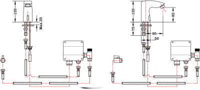 KF-02-012-50(B) ก๊อกเดี่ยวอ่างล้างหน้าแบบเปิด-ปิดอัตโนมัติ ระบบเซ็นเซอร์ ใช้พลังงานจากแบตเตอรี่