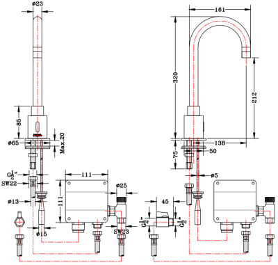 KF-09-012-50(B) ก๊อกเปิด-ปิดอัตโนมัติ(SENSOR) แบบใช้แบตเตอรี่