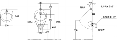 U104W/F โถปัสสาวะชาย