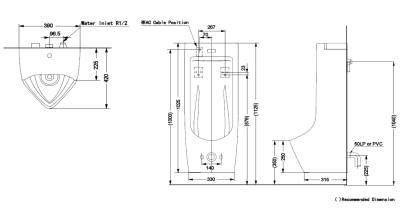 UFS860CK โถปัสสาวะชาย พร้อมระบบอัตโนมัติ