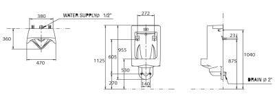 UFS860CK โถปัสสาวะชาย พร้อมระบบอัตโนมัติ