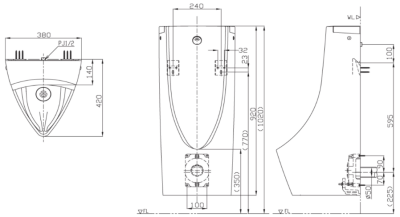 USWN900AE โถปัสสาวะชายแบบแขวนผนัง พร้อมฟลัชวาล์วระบบเซ็นเซอร์ในตัว (ใช้ไฟฟ้า 220V)