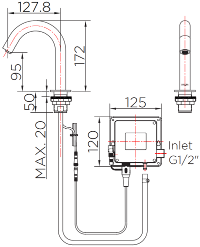 KF-14-015-63 ก๊อกอ่างล้างหน้า แบบเซ็นเซอร์