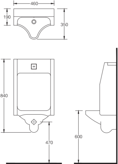 SA 4004 โถปัสสาวะชาย พร้อมฟลัชวาล์วเซ็นเซอร์ 