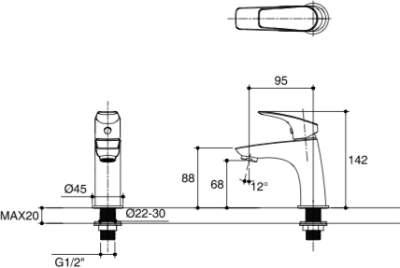 K-76952X-4CD-CP ก๊อกเดี่ยวล้างหน้าแบบก้านโยก รุ่น ARICIA