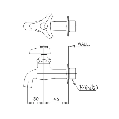 TS102B6(HM) ก๊อกเดี่ยวติดผนังคอยาว (วาล์วยาง) รุ่น BENONE